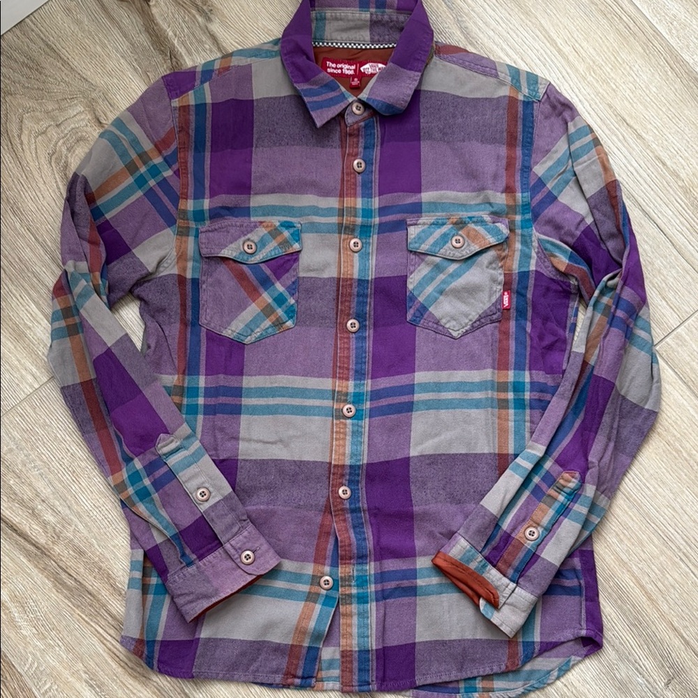 Vans Purple and Blue Casual Button Down Shirt